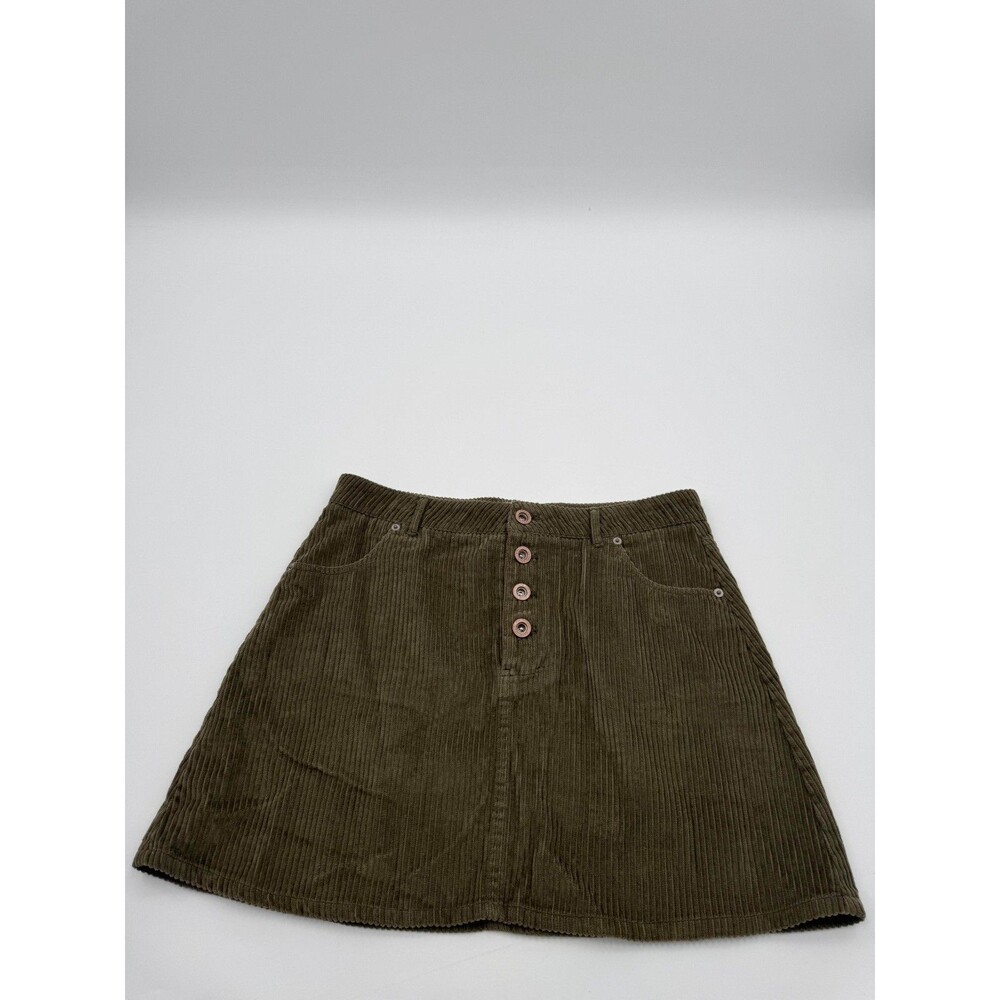 White Crow Corduroy Skirt Women's Medium Brown Button Accent 100% Cotton Casual
